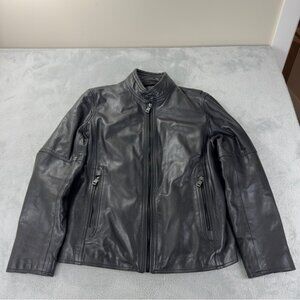 Andrew Marc Men's Black Leather Jacket Full Zip Size Medium